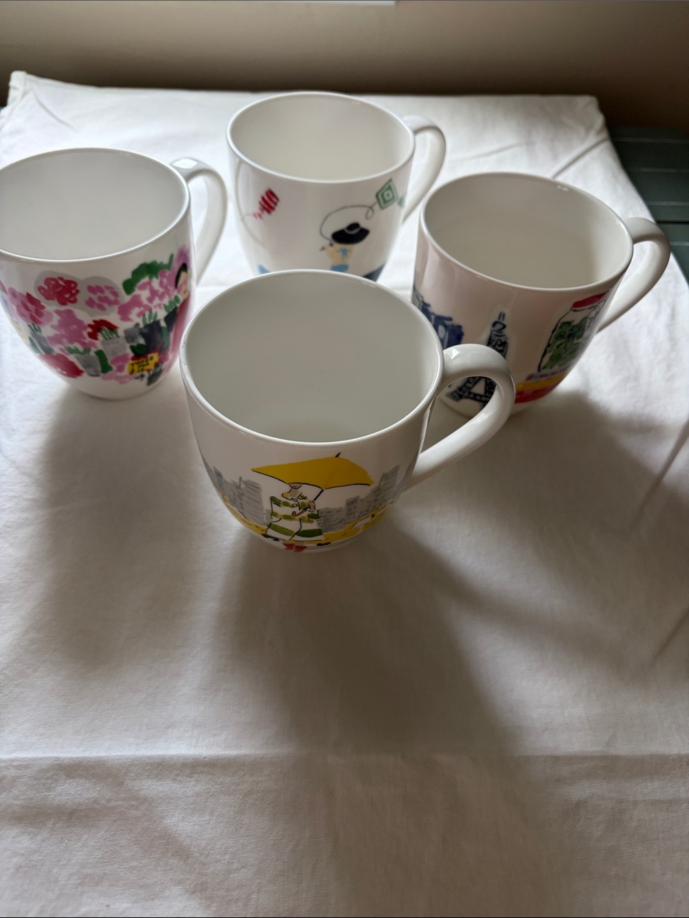 White Ceramic Mug with Yellow Accent - Decorative Home Dining Cup